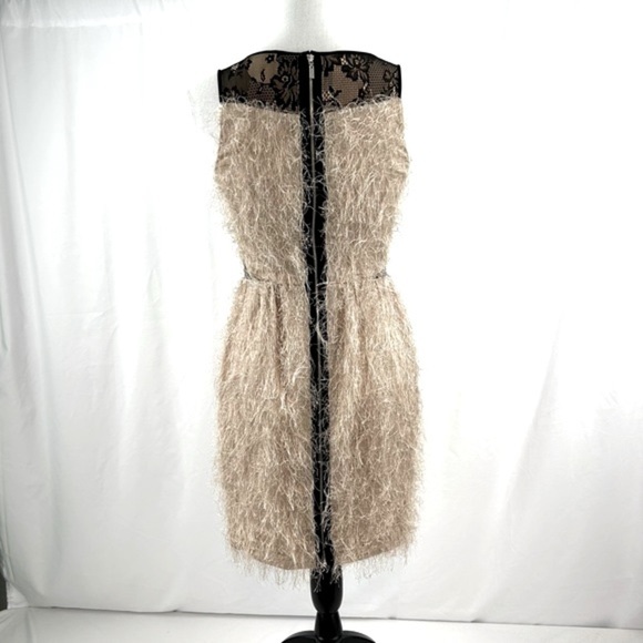 LeShop BLACK Eyelash Fringe sleeveless dress with lace inset detail size Small - Picture 6 of 11